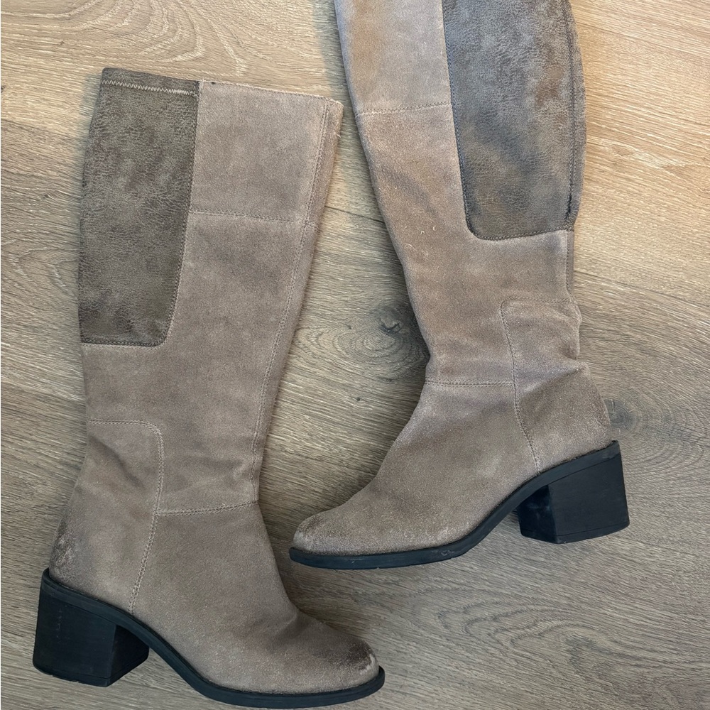 Women's Tan Suede Knee-High Boots